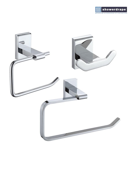 Showerdrape Set of 3 Modernity Robe Hook Toilet Roll Holder Ring (F02563) | 62 €