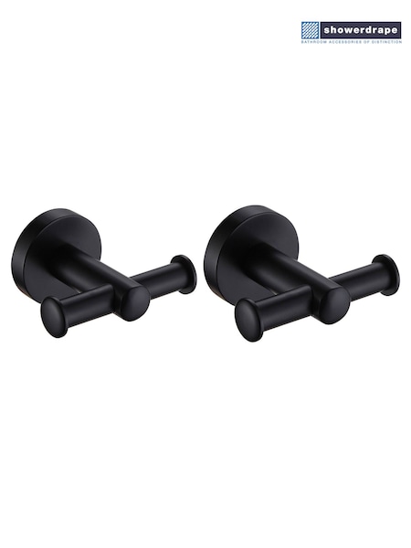 Showerdrape Set of 2 Black Modernity Wall Mounted Robe Hooks (F02598) | BGN 90