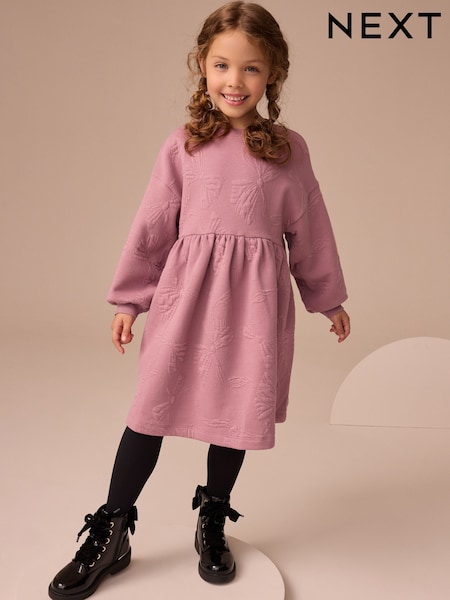 Dusky Pink Quilted Bow Jumper Dress (3-16yrs) (F02687) | AED91 - AED117