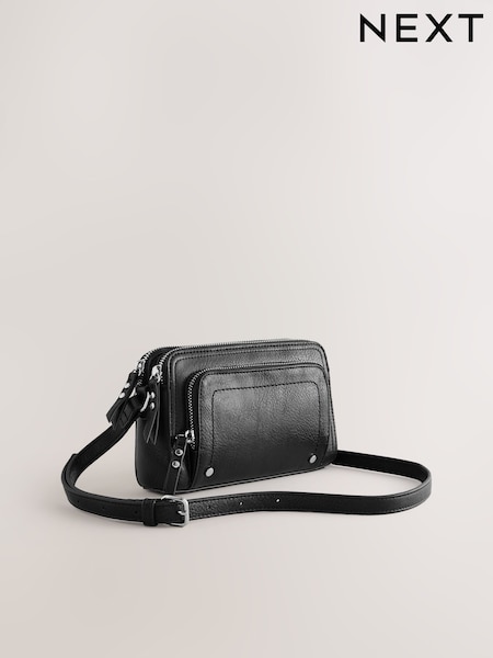 Black Double Zip Cross Body Bag (F02714) | €29