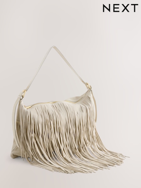 Bone Leather Fringe Boho Shoulder Bag (F02723) | €92