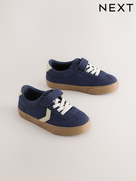 Navy Blue Wide Fit (G) Touch Fastening Elastic Lace Trainers (F02737) | €20 - €24