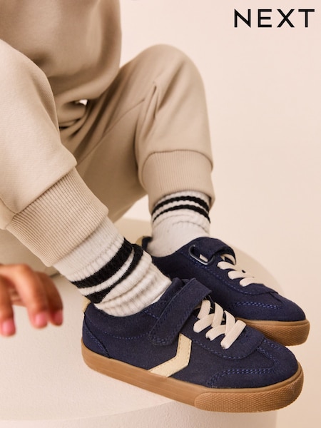 Navy Blue Standard Fit (F) Touch Fastening Elastic Lace Trainers (F02738) | €20 - €24