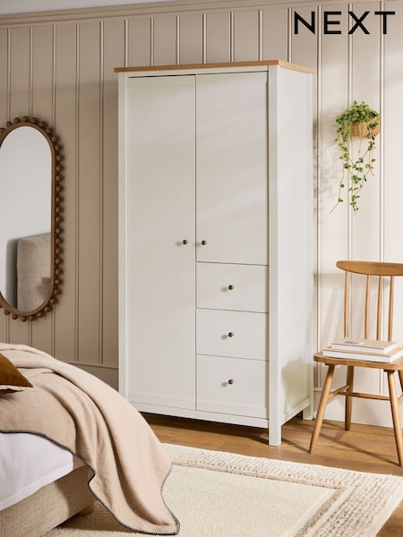 Chalk Malvern Statement Oak Effect Double, 3 drawers Wardrobe (F02802) | €675