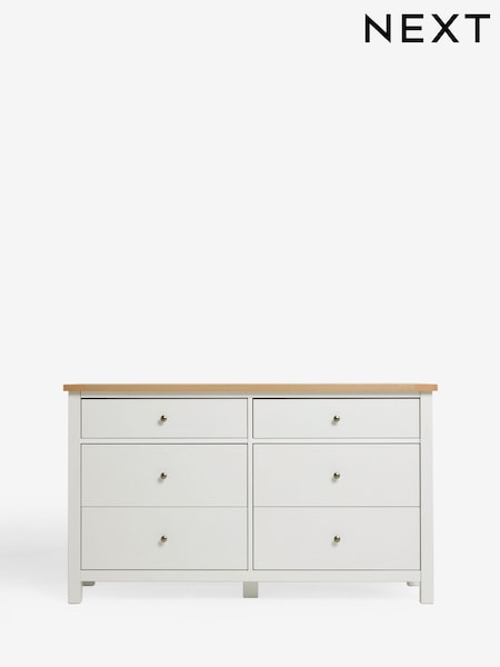 Chalk Malvern Paint Effect 6 Drawer Wide Chest of Drawers (F02803) | €610