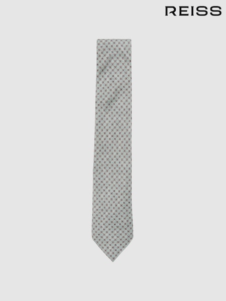 Soft Sage - Reiss Santo Silk Medallion-Print Tie (F02829) | €104
