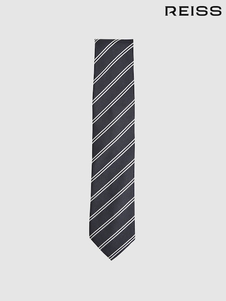 Reiss Navy Cirillo Silk Blend Stripe Tie (F02833) | €88