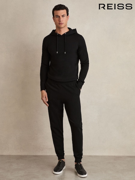 Schwarz - REISS Holland Kapuzensweatshirt aus Merinowolle (F02836) | 150 €
