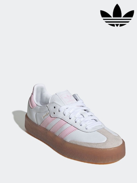 adidas Originals White/Pink Sambae Trainers (F02864) | €83