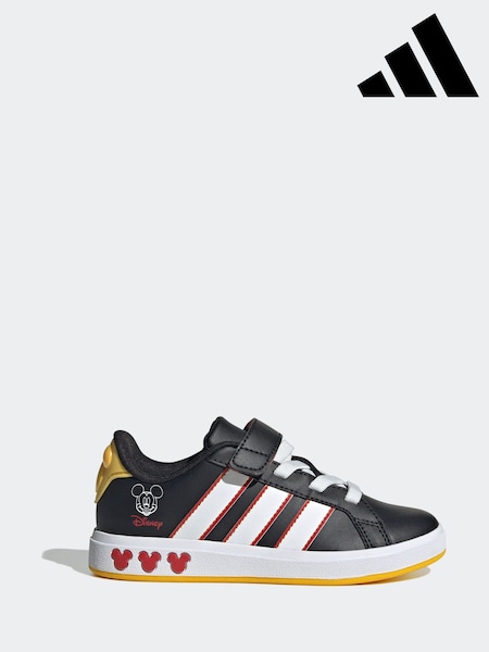 adidas Black Disney Mickey Mouse Grand Court Elastic Lace Kids Trainers (F02869) | €44