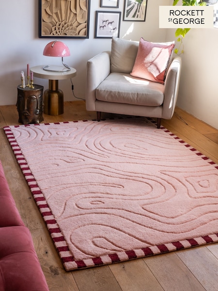 Rockett St George Pink Retro Curve Rug (F02894) | €122 - €573