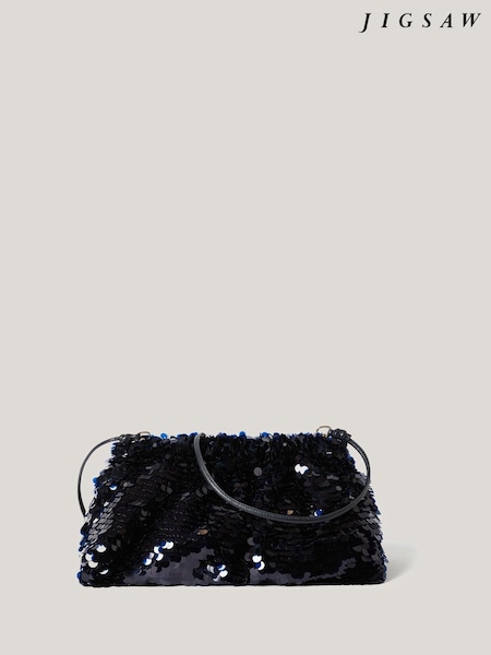 Jigsaw Blue Oversized Sequin Clutch (F02904) | AED349