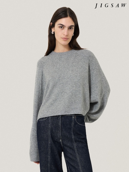 Jigsaw Grey Wool Cashmere Poncho Jumper (F02907) | €102