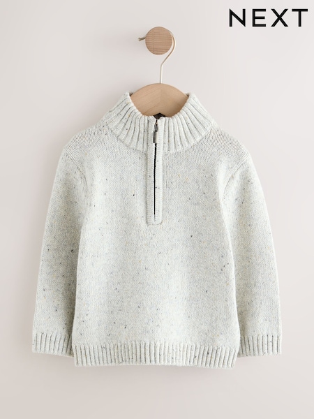 Neutral Knitted Quarter Zip Jumper (3mths-7yrs) (F02930) | AED76 - AED97