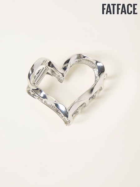 FatFace Silver Tone Metal Heart Claw Clip (F02956) | €11