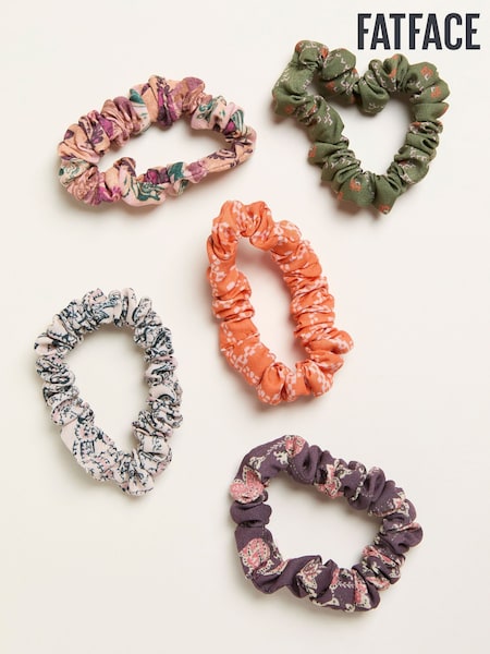 FatFace Multi 5 Pack Lost & Found Printed Scrunchies (F02958) | AED61