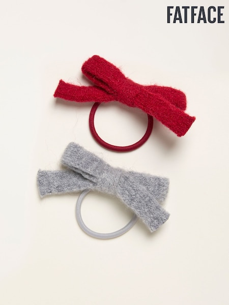 FatFace Multi 2 Pack Knitted Bow Hair Ties (F02979) | AED73
