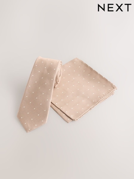 ניטרלי - Polka Dot Tie and Pocket Square Set (F02985) | ‏62‏₪