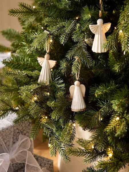 3 Pack Natural Ceramic Angel Christmas Baubles (F03048) | €16