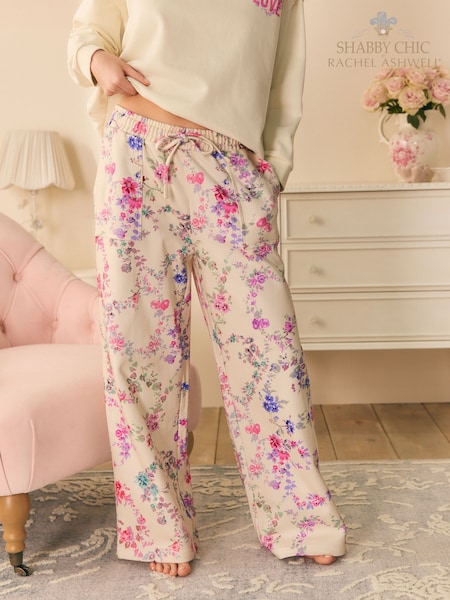 Shabby Chic by Rachel Ashwell® Ecru Garland Hearts Wide Leg Joggers (F03062) | R$ 395