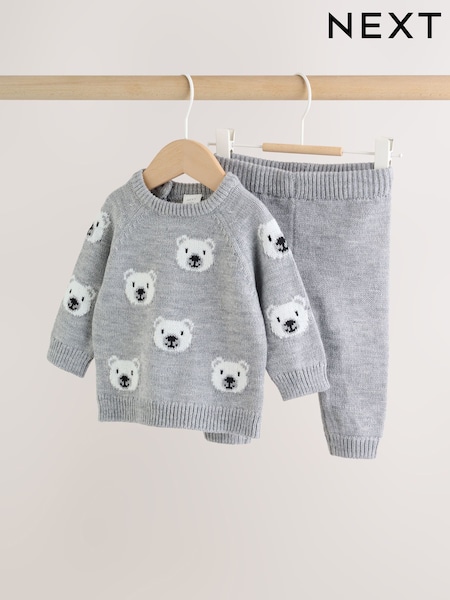 Grey Bear Baby Knitted Top and Leggings Set (0mths-2yrs) (F03124) | R$ 175 - R$ 195