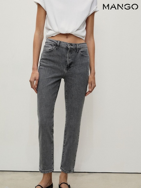 Mango Grey Claudia Slim-Fit Cropped Jeans (F03141) | €51