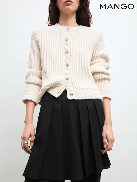 Mango Cream Knitted Jewel Buttoned Cardigan (F03152) | €63