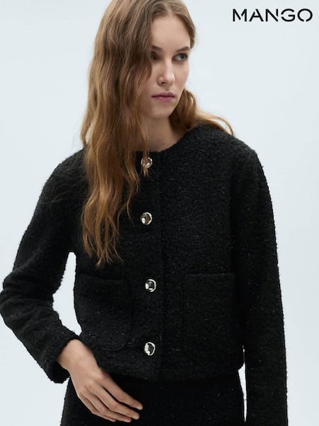 Mango Black Jewel Buttoned Boucle Jacket (F03157) | €42