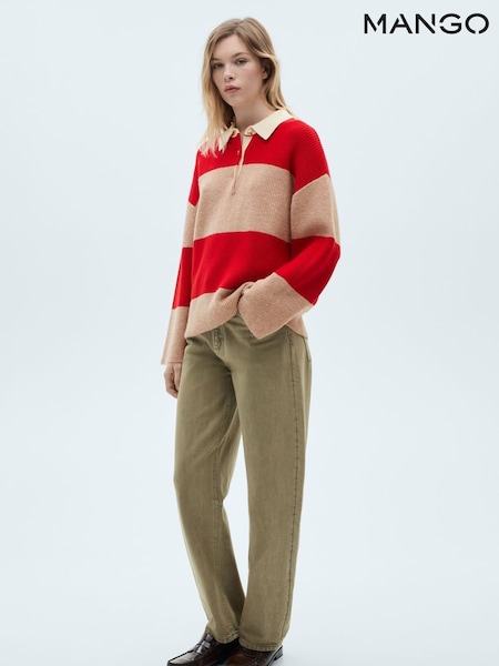 Mango Red Striped Polo Jumper (F03161) | €27