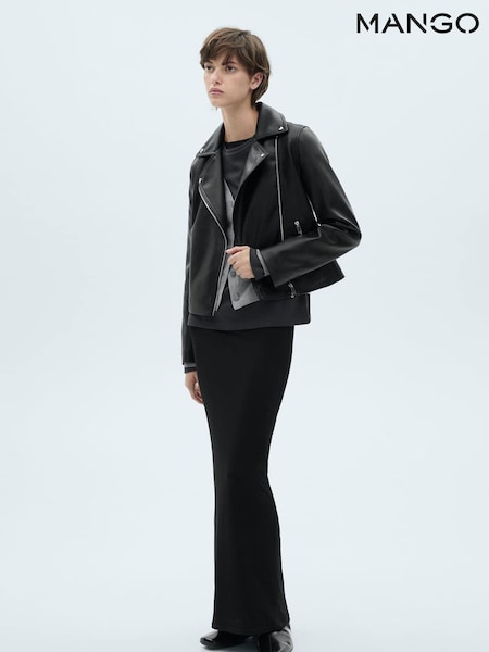 Mango Black Faux Leather PU Biker Liz Jacket (F03163) | €31