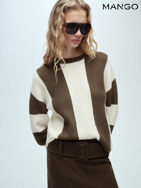 Mango Brown Stripe Knitted Colourblock Jumper (F03165) | €27