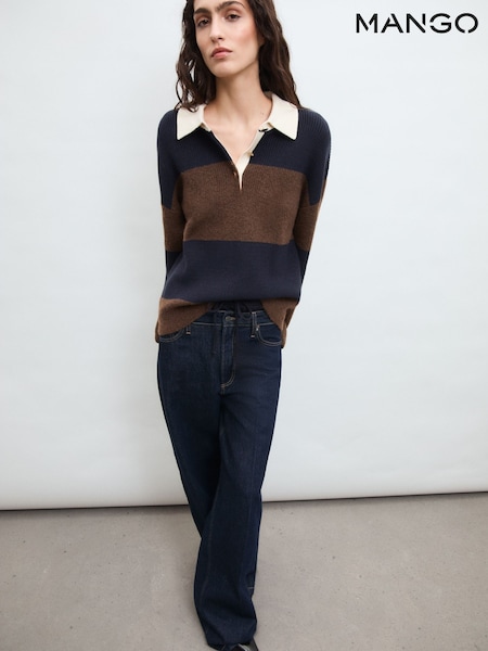Mango Blue Striped Polo Jumper (F03174) | €27