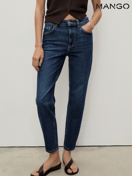 Mango Blue Slim Mom Fit Comfort High Rise Jeans (F03184) | €51