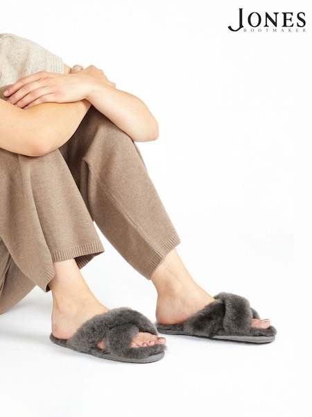 Jones Bootmaker Grey Dory Sheepskin Slippers (F03194) | R$ 485