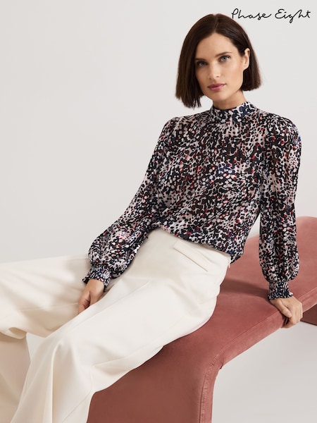 Phase Eight Blue Ingrid Abstract Print Blouse (F03255) | €60