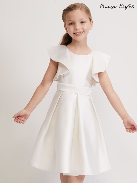 Phase Eight White Sydney Satin Fit And Flare Dress (F03262) | 371 QAR
