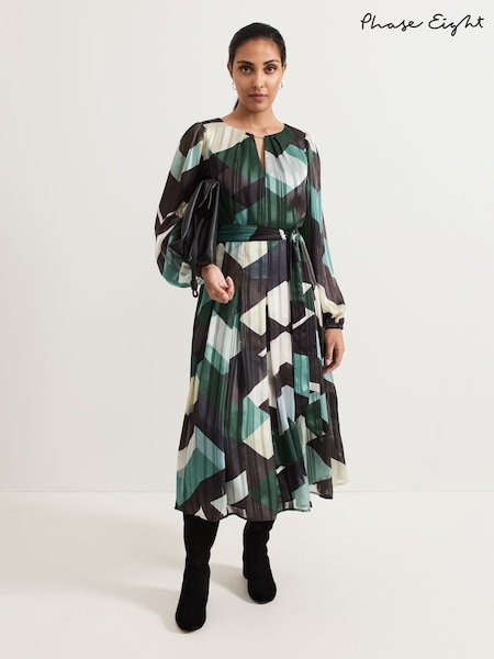 Phase Eight Black Petite Francesca Abstract Midi Dress (F03268) | €83