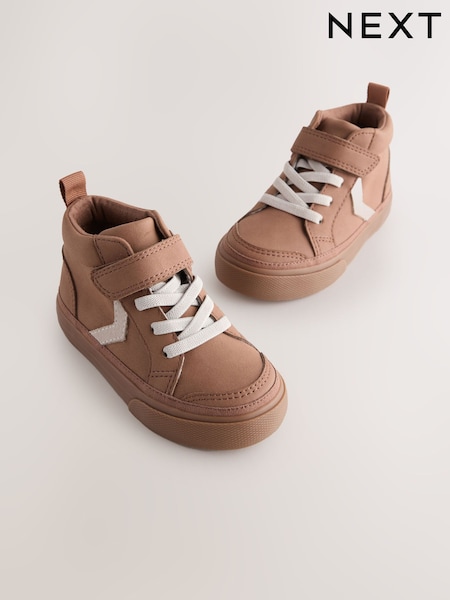 Tan Brown Standard Fit (F) Elastic Lace Touch Fastening Chevron Boots (F03309) | 89 QAR - 99 QAR