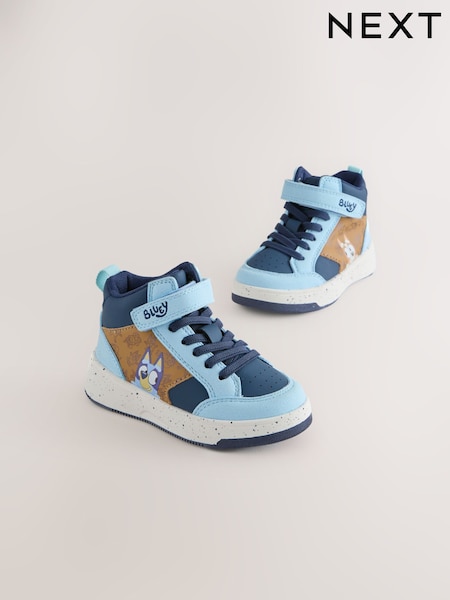 Navy/ Tan Bluey Standard Fit (F) Touch Fastening Elastic Lace Hi Top Trainers (F03320) | €35 - €40