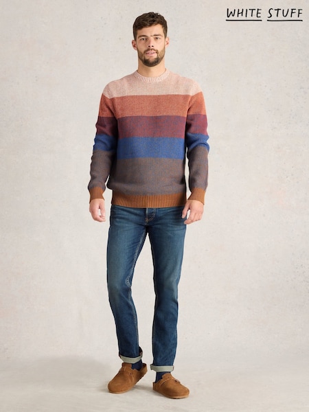 White Stuff Pink Twisted Colourblock Crew 100% Organic Cotton Jumper (F03329) | R$ 590
