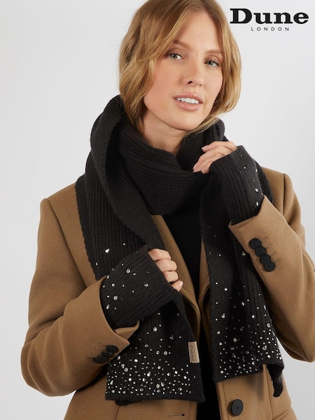 Dune London Black Lapland Diamante Scarf (F03356) | €77