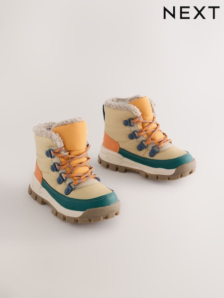 Neutral Quilted Lace-Up Hiker Boots (F03373) | 168 QAR - 198 QAR