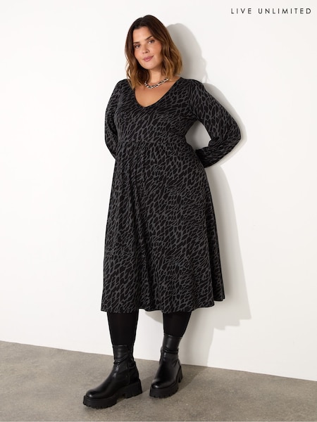 Live Unlimited Grey Curve Petite Snake Print Shift Dress (F03476) | €42