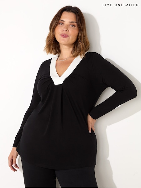 Live Unlimited Black V-Neck Jersey Top (F03478) | €45