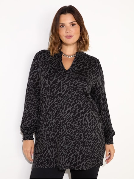 Live Unlimited Curve Petite Snake Print Jersey Nehru Collar Tunic (F03491) | 287 LEI