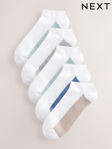 White/Blue 5 Pack Cushioned Trainers Socks (F03509) | €16
