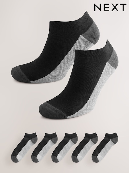 Black/Grey 5 Pack Cushioned Trainers Socks (F03510) | €16