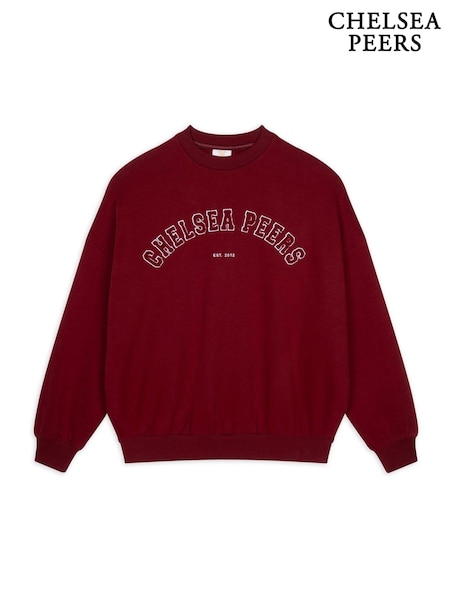 Chelsea Peers Red Cotton Embroidered Letterman Logo Sweatshirt (F03552) | €66