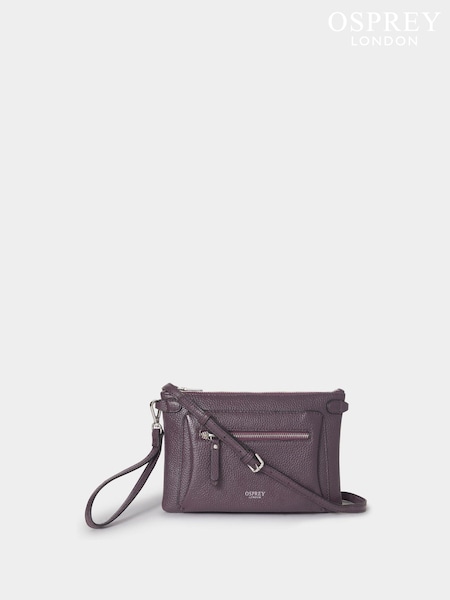 OSPREY LONDON Purple The Ruby Leather Cross-Body Clutch Bag (F03574) | $114