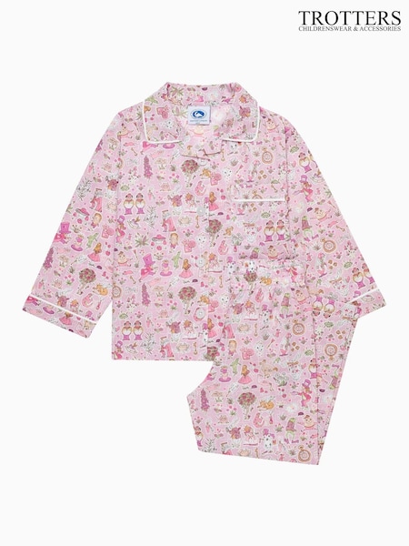 Trotters London Liberty Print Pink Alice In Wonderland 100% Cotton Pyjamas (F03626) | AED466 - AED501